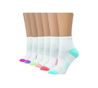 Hanes Women's Ankle, Lightweight Breathable Ventilation, Quarter Socks, Grey, Black, 6 and 12-Packs Casual, White Assorted-6 Pack, 7-11 UK (Pack of 6)