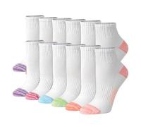 Hanes Women's Ankle, Lightweight Breathable Ventilation, Quarter Socks, Grey, White, Black, 6 and 12-Packs, White-12, 4-8 UK (Pack of 12)