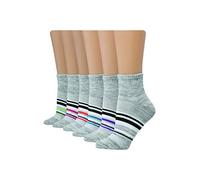 Hanes Women's Ankle, Lightweight Breathable Ventilation, Quarter Socks, White, Black, 6 and 12-Packs Casual, Grey-6 Pack, 7-11 UK (Pack of 6)