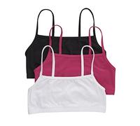 Hanes Women's Bralette, Breathable Pullover Bra, Crop Top, Solid Or Assorted, 3-Pack, Opaque, Black/Fantastic Fuchsia/White, XL (Pack of 3)