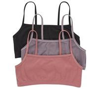 Hanes Women's Bralette, Breathable Pullover Bra, Crop Top, Solid Or Assorted, 3-Pack, Opaque, Black/Spiced Fig/Terra Red, M (Pack of 3)