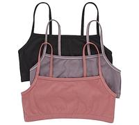 Hanes Women's Bralette, Breathable Pullover Bra, Crop Top, Solid Or Assorted, 3-Pack, Opaque, Black/Spiced Fig/Terra Red, XXL (Pack of 3)
