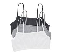 Hanes Women's Bralette, Breathable Pullover Bra, Crop Top, Solid Or Assorted, 3-Pack, Opaque, Sky Grey Heather/Concrete Heather/White, M (Pack of 3)