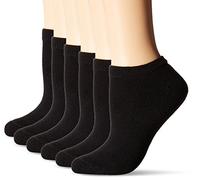 Hanes Womens Comfortblend No-Show Socks, 6-Pack, Black, Shoe Size: 5-9