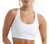 Hanes Women's Compression Racerback Sports Bra, White, XS