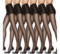 Hanes Women's Control Top Reinforced Toe Pantyhose 6-Pack, Jet, C/D