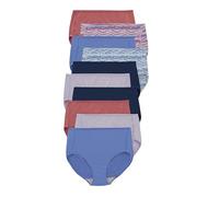 Hanes Women's Cool Comfort Microfibre Briefs Pack of 10 Slip, Assorted, 38