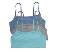 Hanes Women's Bralette, Breathable Pullover Bra, Crop Top, Solid Or Assorted, 3-Pack, Opaque, Denim Jacket/Concrete Heather/Ultra Blue, M (Pack of 3)
