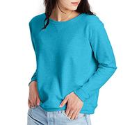 Hanes Women's Crewneck, EcoSmart Fleece Pullover with V-Notch, Sweatshirt, Bold Blue Heather, Medium