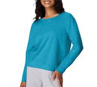 Hanes Women's Crewneck, EcoSmart Fleece Pullover with V-Notch, Sweatshirt, Bold Blue Heather, S
