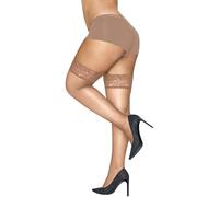 Hanes Women's Curves Sheer Lace Thigh High Tights, Nude, 3-4X