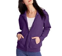 Hanes Women's, EcoSmart Fleece Full Hoodie, Zip-up Hooded Sweatshirt, Violet Splendor Heather, Large
