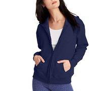 Hanes womensO4637Women's Fleece Full Zip Hood Long Sleeve Hoody - Blue - XX-Large