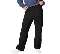 Hanes Women's EcoSmart Petite Jogging Bottoms with Open Leg Tracksuit Bottoms, Ebony, S
