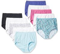 Hanes Women's High-Waisted Pack, Cotton Brief Underwear, 10-Pack (Colors May Vary)