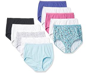 Hanes Women's High-Waisted Pack, Cotton Brief Underwear, 10-Pack (Colors May Vary)