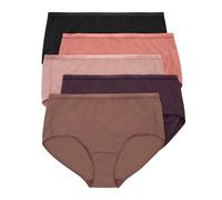 Hanes Women's Just My Size Briefs, Breathable Mesh Plus Size Brief Underwear, No-Show Panties, 5-Pack, Tan/Purple/Pink/Coral/Black, 11