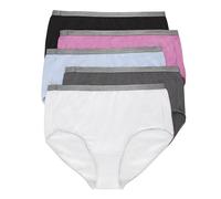 Hanes Women's Just Underwear, Cotton Stretch Brief Panties, Plus Sizes, 5-Pack, White/Grey/Blue/Pink/Black, 14