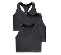 Hanes Women's Light Workout, 3-Pack, Stretch-Cotton Cropped Yoga Tank Tops Built-in Bra, Black/Black/Black, XS (Pack of 3)