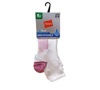 Hanes Women's Lightweight Breathable Ankle Socks 6 Pair Pack, White Assorted, Shoe Size: 5-9