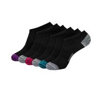 Hanes Women's Lightweight Breathable No Show Socks 6 Pair Pack, Black/Grey Accent Design, Shoe Size: 5-9