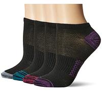 Hanes Women's Lightweight Breathable No Show Socks 6 Pair Pack, Black/Grey Accent Design, Shoe Size: 5-9