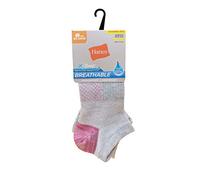 Hanes Women's Lightweight Breathable No Show Socks 6 Pair Pack, Pink/Grey Accent Design, Shoe Size: 5-9