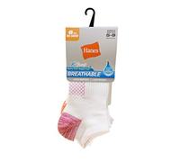 Hanes Women's Lightweight Breathable No Show Socks 6 Pair Pack, White Assorted, Shoe Size: 5-9