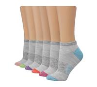 Hanes Women's, Lightweight Breathable Socks, Super No Show, 6-Pack Casual, Pink/Grey Accent Design, Shoe Size:6-9.5 UK (Pack of 6)