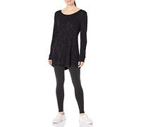 Hanes Women's Lightweight Spacedye Vented Tunic Shirt, Black, Medium