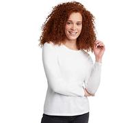 Hanes Women's Originals Long Sleeve Cotton T-Shirt, Lightweight Crewneck Tee, Modern Fit, White, M
