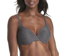 Hanes Women's, Low-Cut Underwire T-Shirt Bra, Convertible Straps, Opaque, Black Heather 2, 38C