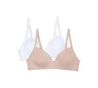Hanes Women's Molded Wirefree Bra 2 Pack, Nude/White, 30A (Pack of 2)