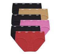 Hanes Women's Moves Underwear, 360° Flex Stretch Panties, Smooth & Seamless Hipsters, 6-Pack, Black/Almond/Black/Vibe Pink/Black/Glimmer Red, L