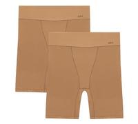 Hanes Women's Moves Underwear, Anti-Chafe, Microfiber Slip Shorts, 2-Pack Briefs, Warm Almond/Warm Almond, L (Pack of 2)