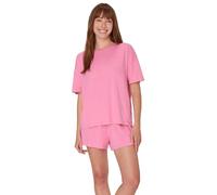 Hanes Women's Originals 2 Piece Lounge, Comfywear Supersoft Boxy T-Shirt & Sleep Shorts Loungewear Set, Parrot Pink/Parrot Pink, M