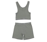 Hanes Women's Originals SuperSoft Comfywear 2 Piece Lounge Crop Top & Boxer Shorts Loungewear Set, Ecology Green/Ecology Green, S