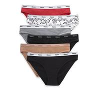 Hanes Women's Originals Bikini Panties, Stretch Cotton Underwear, Basic Assorted Colors, 6-Pack Style, Shelton Red, Star Print, Concrete Pe Heather, Black, Deep Glow, Black, M (Pack of 6)