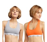 Hanes Women's Originals Bralette Pack, Stretch Cotton Racerback, Moisture-Wicking Bras, 2-Pack, Tango Orange/Concrete Heather, M (Pack of 2)