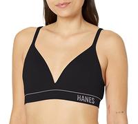 Hanes Women's Originals Contour Rib Wireless Bralette, Seamless Rib Bralette, ComfortFlex Fit, Black, M