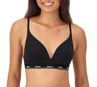 Hanes Women's Originals Contour Wireless, Stretch Cotton T-Shirt, Full Coverage Bra, Opaque, Black, M
