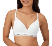 Hanes Women's Originals Contour Wireless, Stretch Cotton T-Shirt, Full Coverage Bra, Opaque, White, M