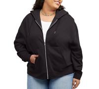 Hanes Women's Originals Full, Midweight Fleece Sweatshirt, Zip Hoodie, Plus Hooded, Black, Medium