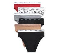 Hanes Women's Originals Hi-Leg Panties, Breathable Stretch Cotton Underwear, Assorted, 6-Pack Briefs, Basic Color Mix, XXL (Pack of 6)