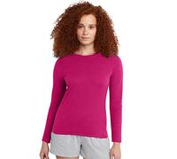 Hanes Women's Originals Long Sleeve Cotton T-Shirt, Lightweight Crewneck Tee, Modern Fit, Sizzling Pink, M