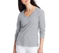 Hanes Women's Originals Long Sleeve Cotton T-Shirt, Lightweight V-Neck Tee, Modern Fit, Light Steel, XX-Large