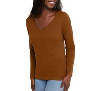 Hanes Womens Originals Long Sleeve Cotton V-Neck T-Shirt, Lightweight V-Neck Tee, Modern Fit, Allgood Gold, M