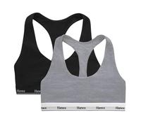 Hanes Women's Originals Racerback Bralette Pack, Breathable Stretch Cotton Bras, 2-Pack, Black/Concrete Heather, M (Pack of 2)