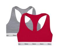 Hanes Women's Originals Racerback Bralette Pack, Breathable Stretch Cotton Bras, 2-Pack, 0.0 inches, Shelton Red/Concrete Heather, XL (Pack of 2)