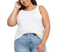 Hanes Womens Originals Racerback Tank Top, Cotton Ribbed Tank, Women'S Sleeveless Shirt, Available In Plus, White, XL